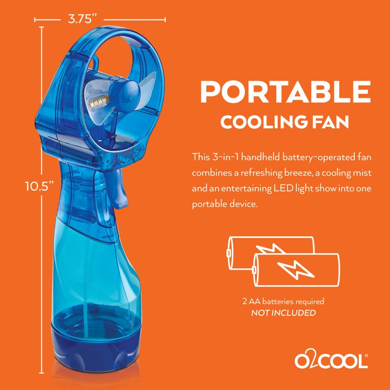 O2COOL مروحة يدوية تعمل بالبطارية مع ضوء LED من O2COOL (أزرق داكن) - Image 3